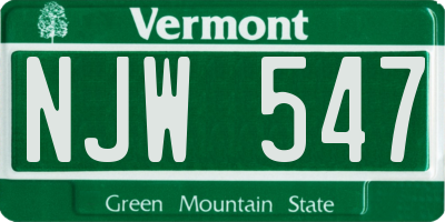 VT license plate NJW547