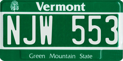 VT license plate NJW553