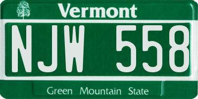 VT license plate NJW558