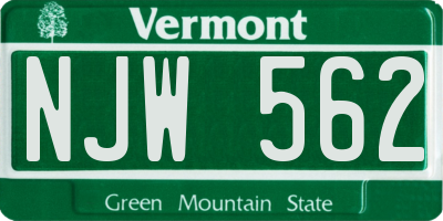 VT license plate NJW562