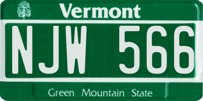 VT license plate NJW566