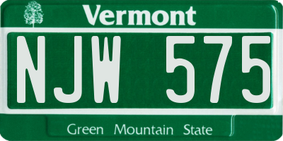 VT license plate NJW575