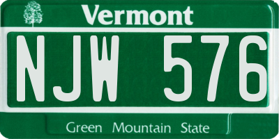 VT license plate NJW576