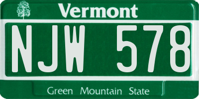 VT license plate NJW578