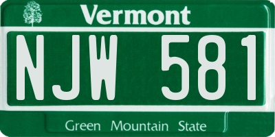 VT license plate NJW581