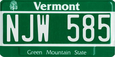VT license plate NJW585