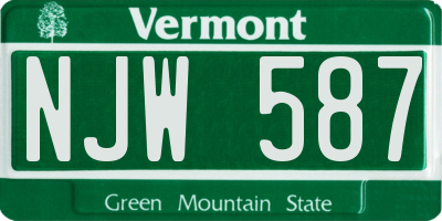 VT license plate NJW587