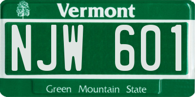 VT license plate NJW601