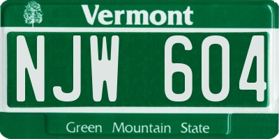 VT license plate NJW604