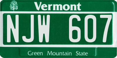VT license plate NJW607