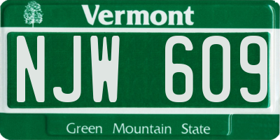 VT license plate NJW609