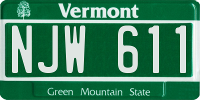 VT license plate NJW611