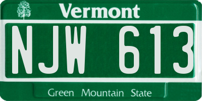 VT license plate NJW613