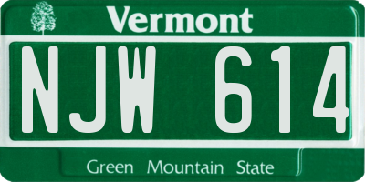 VT license plate NJW614