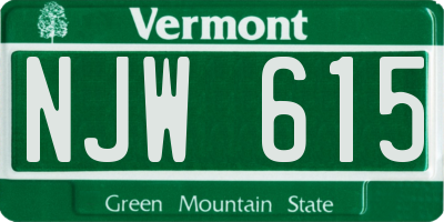 VT license plate NJW615