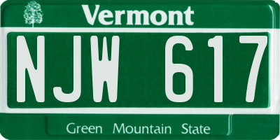 VT license plate NJW617