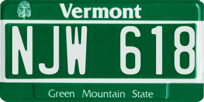VT license plate NJW618