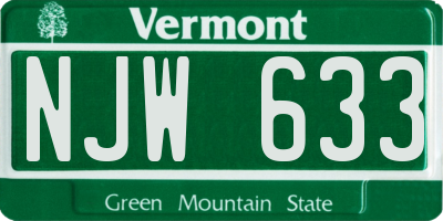 VT license plate NJW633