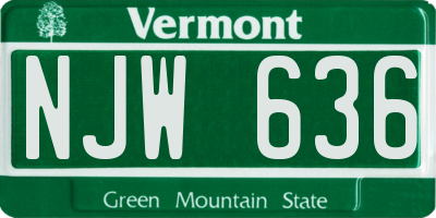 VT license plate NJW636