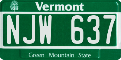 VT license plate NJW637