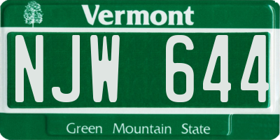 VT license plate NJW644
