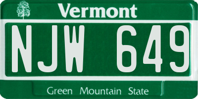 VT license plate NJW649