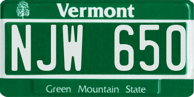 VT license plate NJW650