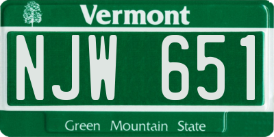 VT license plate NJW651