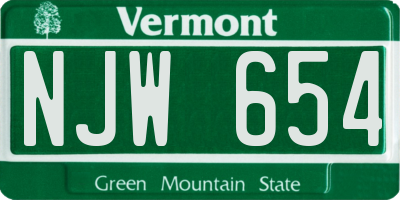 VT license plate NJW654