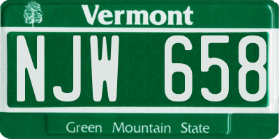 VT license plate NJW658