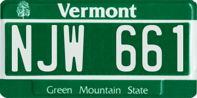 VT license plate NJW661