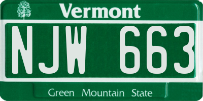 VT license plate NJW663