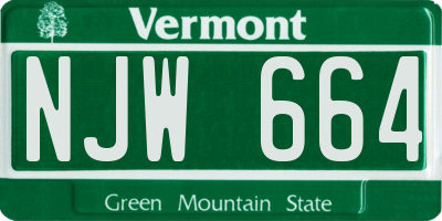 VT license plate NJW664