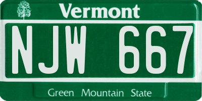 VT license plate NJW667