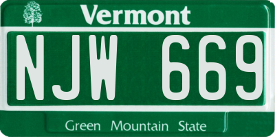 VT license plate NJW669