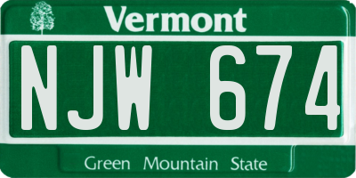 VT license plate NJW674