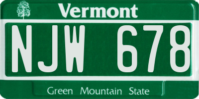 VT license plate NJW678