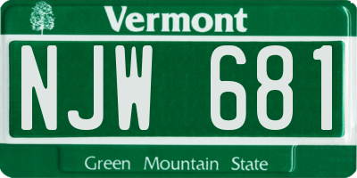 VT license plate NJW681