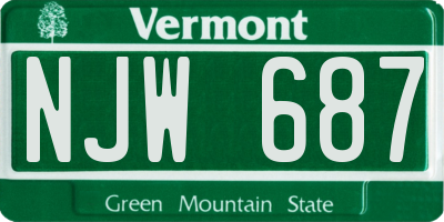 VT license plate NJW687