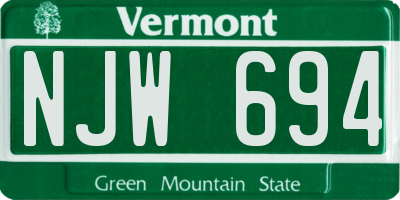 VT license plate NJW694