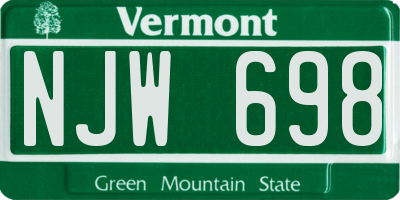 VT license plate NJW698