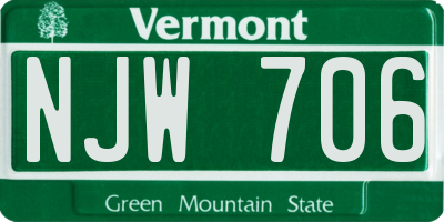 VT license plate NJW706