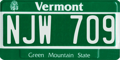 VT license plate NJW709