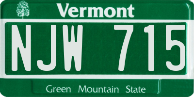 VT license plate NJW715