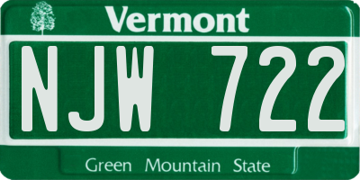 VT license plate NJW722