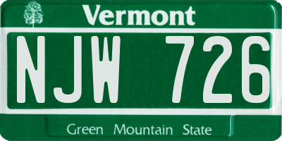 VT license plate NJW726
