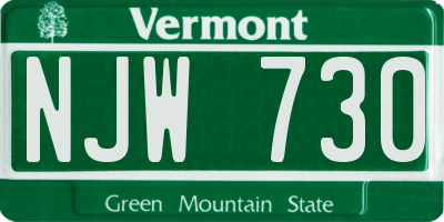 VT license plate NJW730