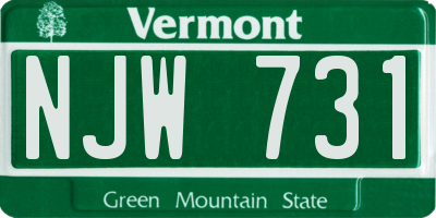 VT license plate NJW731