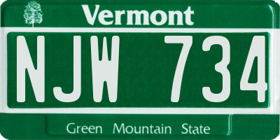 VT license plate NJW734