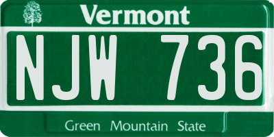 VT license plate NJW736